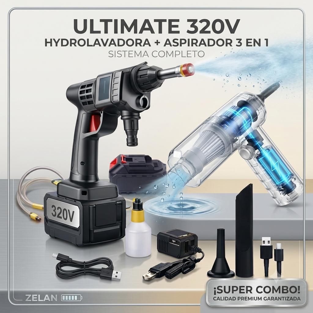 COMBO HIDROLAVADORA 320V + ASPIRADORA 3 EN 1